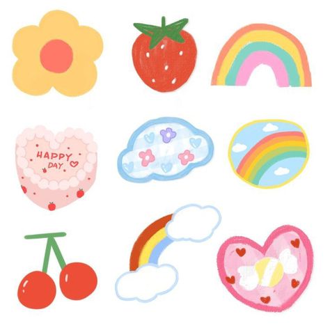 Scrapbook Stickers Printable, Pola Sulam, Bullet Journal Stickers, Cute Doodle Art, Kawaii Stickers, Good Notes, Aesthetic Stickers, Journal Stickers, Scrapbook Stickers