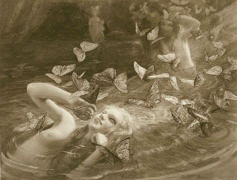 Gaston Bussiere, Water Nymphs, Pre Raphaelite, Art Google, Art Original, Classic Art, Art Inspo, Beautiful Art, Fantasy Art