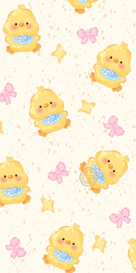 Yellow Bunny Aesthetic, Kawaii Wallpaper Yellow, Cute Yellow Wallpaper Aesthetic, Wallpaper Iphone Yellow Aesthetic, Duckling Wallpaper, Yellow Aesthetic Wallpaper Iphone, Lemons Wallpaper, Cupcakes Wallpaper, Soft Kidcore Aesthetic