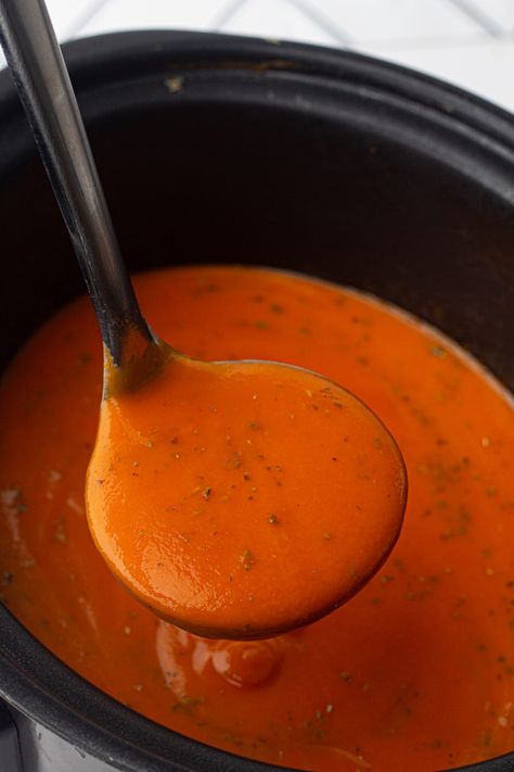 Slow Cooker Tomato Soup: A Comforting Classic - The Flexible Fridge Crockpot Tomato Soup, Slow Cooker Tomato Soup, Tomatoe Soup, Comfort Soups, Easy Tomato Soup Recipe, Homemade Tomato Soup Recipe, Crockpot Soups, Tomato Soup Homemade, Homemade Soup Recipe