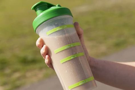 5 Protein Shake Recipes (No Blender Necessary) - FabFitFun Blender Bottle Protein Shakes, Shaker Bottle Recipes, Blender Bottle Recipes, Easy Protein Shakes, Fitness Protein Shakes, Whey Protein Shakes, Coffee Protein Shake, Breakfast Shakes, Post Workout Protein