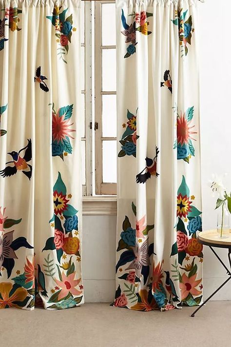 Patterned Curtains in My Home + Similar Sources Rebecca Rebouche, Garden Window, No Sew Curtains, Curtain Hardware, Home Curtains, Velvet Curtains, Valances, Hanging Curtains, Home Trends