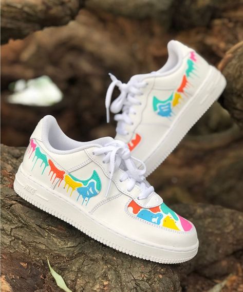 Painted Nikes, Nike Air Force 1s, Unique Sneakers, Air Force 1 Custom, Custom Air Force 1, Air Force One, Leather Paint, Force One, Custom Nikes