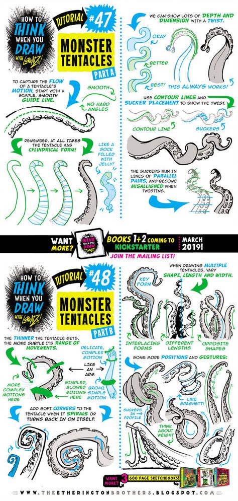 How To Draw Sea Monsters, How To Draw Creatures, Draw Tentacles, Cuttlefish Drawing, Sea Monster Drawing, How To Draw Monsters, Octopus Tentacles Art, Monster Tentacles, Draw Monster