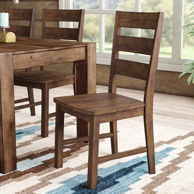 Mistana Maci Solid Wood Dining Chair (Set of 2) Dining Chairs Diy, Rustic Dining Chairs, Wood Dining Room Table, Dream Patio, Color Madera, Coffee Stands, Oak Chair, Patio Chair Cushions, Wooden Dining Chairs