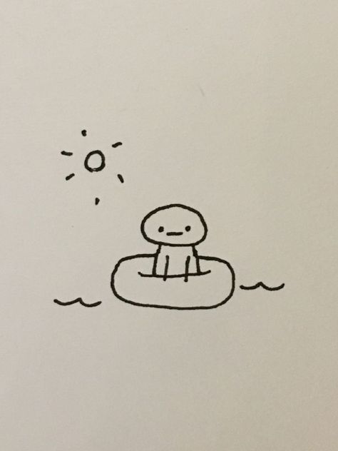 Swimming Aesthetic Drawing, Small Art Drawings Sketch, Cute Colored Doodles, Cute Things To Draw On White Board, Swimming Doodle Art, Small Doodle Ideas Aesthetic, Cute Drawing Inspo Easy, Mini Doodle Ideas, Easy Art Ideas Drawing Sketch