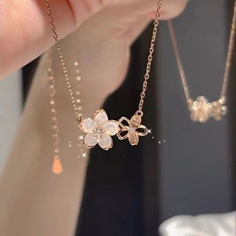 #jewellery #trending #fashionaccessories #jewellerycollection #viral #reels #tiktok Teen Necklaces, Cherry Blossom Necklace, Cherry Necklace, Flower Choker Necklace, Diamond Rings Design, Viral Reels, Golden Jewelry, Casual Jewelry, Traje Casual