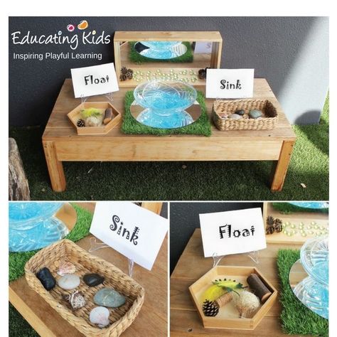 Provocations Preschool, Float Or Sink, Reggio Provocations, Science Center Preschool, Science Area, Sink Or Float, Eyfs Classroom, Reggio Classroom, Preschool Science Activities