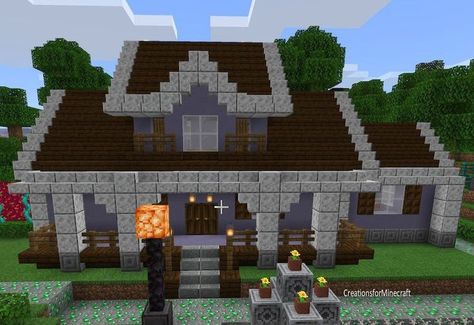 House Plans Minecraft, Cottage Minecraft House, Minecraft Floor Designs, Chiseled Stone, Cottage Minecraft, Minecraft House Plans, Floor Designs, Minecraft City, Minecraft House