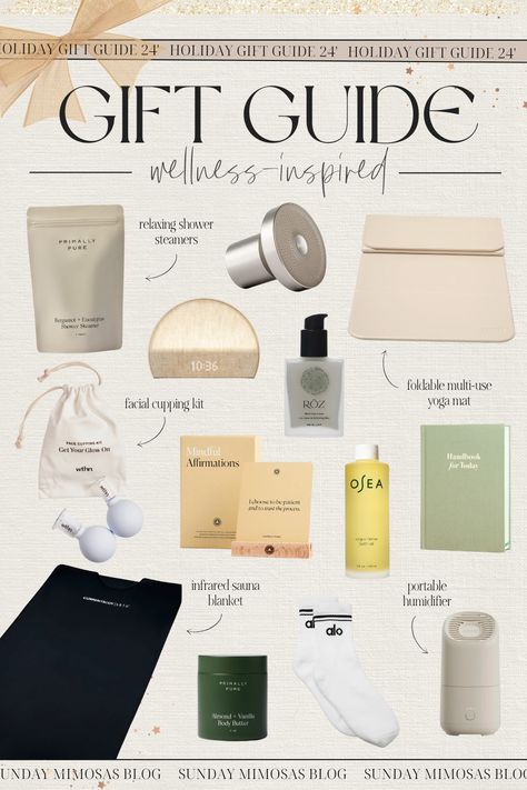 Wellness & Self Care Gifts for women this holiday season! These are the top Christmas gift ideas in the health, self-love and overall well-being category. In this wellness gift guide, we're sharing the best wellness gifts including the CurrentBody infrared sauna blanket, the Hatch alarm clock, the Oura ring, our favorite facial cupping kit and more! Check out our latest post for more Christmas gift ideas for everyone on your list. Wellness Christmas Gifts, Christmas Self Care Gift Ideas, Wellness Gift Guide, $50 Gift Ideas For Women, Health And Wellness Gifts, Christmas Gifts For Her For Women, Hatch Alarm, Self Care Christmas Gifts, Self Care Must Haves