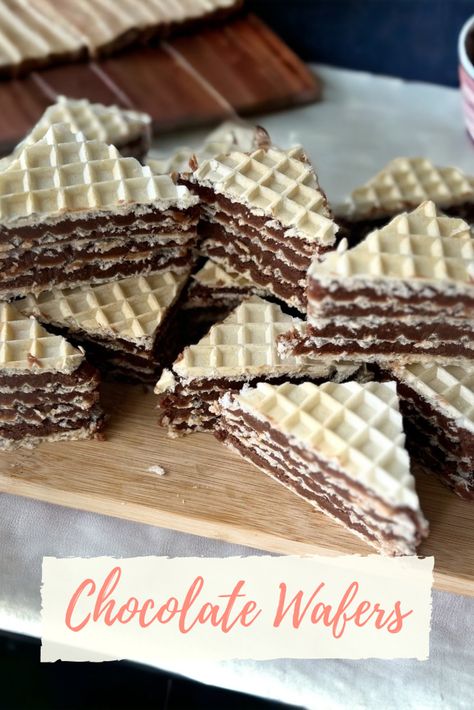 Sugar Wafers Recipe, Wafer Cookie Recipe, No Bake Chocolate Desserts, No Bake Summer Desserts, Chocolate Wafer Cookies, Delicious Deserts, Polish Food, Wafer Cookies, Chocolate Wafers