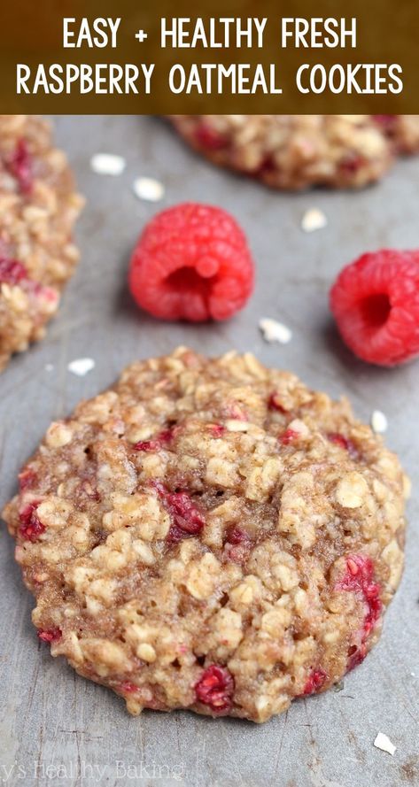 Raspberry Oatmeal Cookies, Oatmeal Cookies Soft, Raspberry Cookie Recipes, Clean Eating Cookies, Oatmeal Cookie Recipe, Raspberry Oatmeal, Oatmeal Cookies Easy, Healthy Oatmeal Cookies, Baking Powder Uses