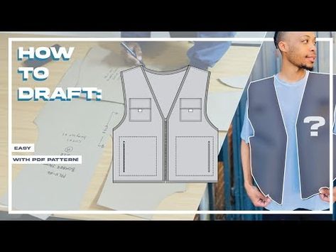 HOW TO DRAFT a Cargo Vest Sewing Pattern - YouTube Utility Vest Pattern, Utility Vest Sewing Pattern, Swat Vest, Vest Sewing, Vest Sewing Pattern, Cargo Vest, Drama Ideas, Utility Vest, Safety Vest