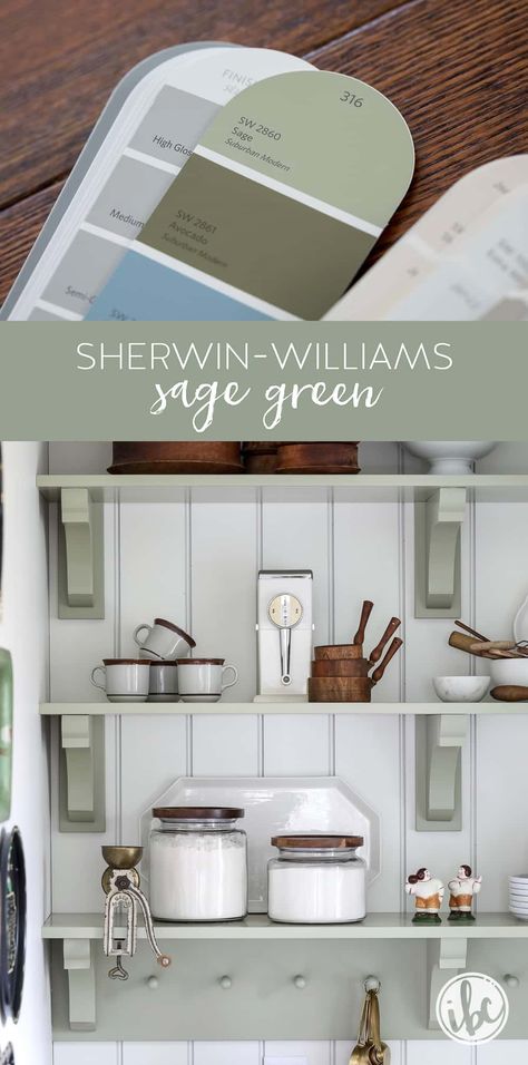 Looking for a beautiful neutral green paint color? Sherwin-Williams Sage might be the one for you! #green #paint #sage #neutral #paintcolor #pantry #cabinetry #sagegreen #greenpaint Sage Sherwin Williams Paint, Pantry Cabinetry, Sage Green Kitchen Walls, Green Wall Paint Colors, Sage Paint Color, Green Kitchen Walls, Sage Green Paint Color, Top Paint Colors, Green Grey Paint