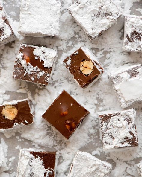 Feast Magazine on Instagram: “Studded with salted, caramelized candied hazelnuts and coated with powdered sugar, these meltaways are a blissfully creamy confection. Grab…” Chocolate Meltaways, Chocolate Bonbons Recipe, How To Temper Chocolate, Clean Baking, Seasonal Desserts, Candy Truffles, Chocolate Candies, Peanut Butter Cake, Seasonal Treats