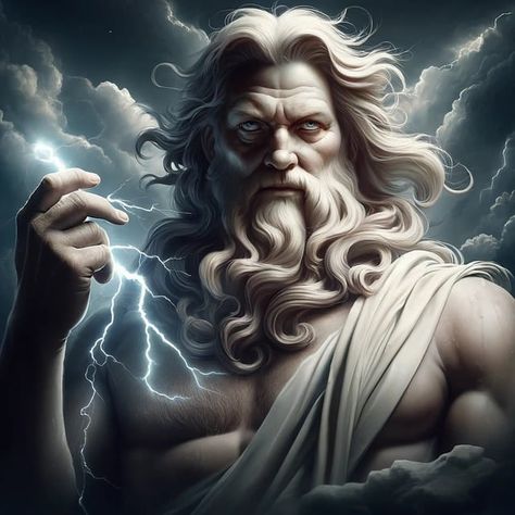 Download Ai Generated, Zeus, God. Royalty-Free Stock Illustration Image Zeus Greek, Zeus Jupiter, Thunder Photography, Zeus God, Greece History, Warriors Illustration, Great Warriors, Greek Goddess Costume, Electric Energy