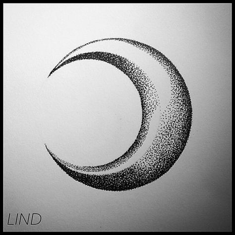 Crescent Moon Drawing, Pointalism Art, Pointillism Tattoo, Micron Pen Art, Stippling Drawing, Crescent Moon Art, Wrist Tattoo Ideas, Dotted Drawings, Pencil Drawings For Beginners