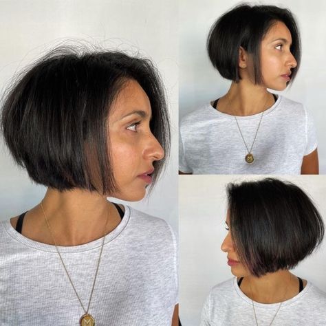 Chin-Length Messy Bob Rich Hair Color, Asymmetrical Bob Short, Cute Bob Haircuts, Rich Hair, Short Pixie Bob, Graduated Bob Haircuts, Hair Adviser, Chin Length Bob, Chin Length Hair