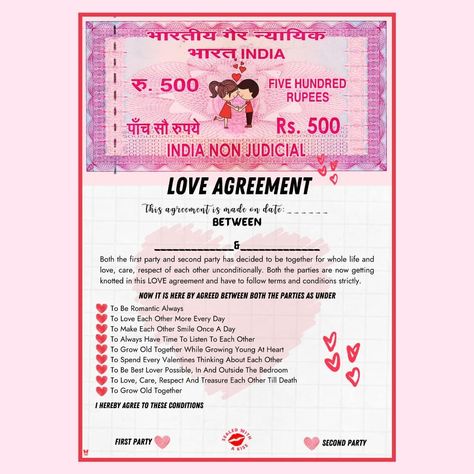 Lovelto Love Contract Agreement / Love Agreement Certificate with Pre Defined Terms & Conditions (LOVE AGREEMENT) (Art Design) : Amazon.in: Office Products Love Agreement Contract, Love Agreement, Love Contract, Chemistry Between Two People, Anniversary Quotes For Him, Love Notes For Husband, Fun Couple Activities, Happy Anniversary Cakes, Couple Activities