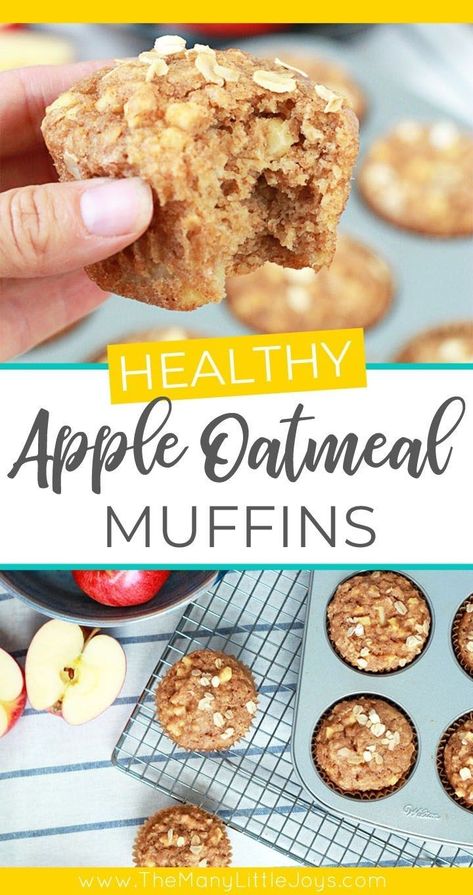 Healthy Apple Oatmeal Muffins - The Many Little Joys Mini Apple Muffins Easy, Healthy Apple Oatmeal, Apple Oat Muffins, Clean Nutrition, Apple Muffins Healthy, Apple Oatmeal Muffins, Oatmeal Muffins Healthy, Toddler Muffins, Fall Recipes Breakfast