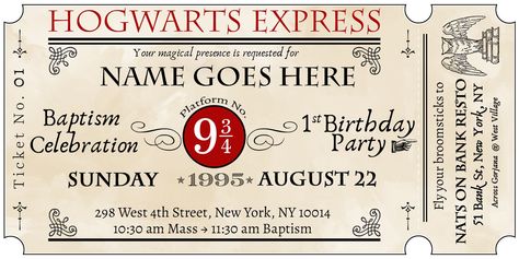 Harry Potter Hogwarts Express Train Ticket Birthday Party Invitation Template Hogwarts Train Ticket, Harry Potter Ticket, Train Ticket Invitations, Hogwarts Express Ticket, Hogwarts Train, Harry Potter Train, Harry Potter Hogwarts Express, Harry Potter Party Decorations, Hogwarts Express Train