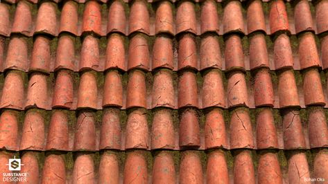 ArtStation - Terracotta Roof Tiles Terracotta Roof Tiles House, Roof Finishes, Clay Roof Tiles Ideas, Textures Reference, Roof Clay Tiles, Red Tile Roof, Terracota Roof Tiles, Terracotta Roof Tiles, Tile Counters