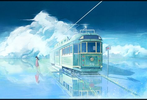 Pinterest Japanese Animated Movies, Fantasy Places, Sea Art, Japanese Animation, Hayao Miyazaki, 판타지 아트, Fantasy Landscape, A Train, Anime Scenery