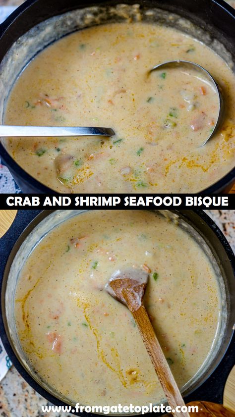 Crab And Shrimp Seafood Bisque, Crab Bisque Recipe, Mediterranean Seafood, Seafood Bisque Recipe, Five Star Restaurant, Bisque Soup Recipes, Crab And Shrimp, Seafood Medley, Bisque Soup