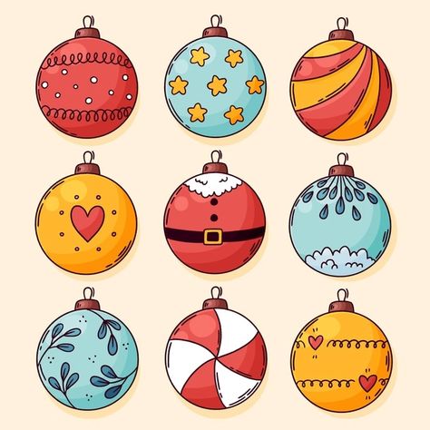 Christmas Decorations Drawings, Hand Drawn Christmas, Ball Drawing, Ornament Drawing, Christmas Ball Ornaments, Christmas Balls Decorations, Christmas Doodles, Christmas Card Art, Homemade Christmas Cards