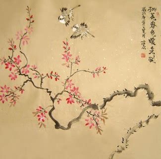 Chinese Peach Blossom Painting,66cm x 66cm,2407004-x Peach Blossom Tree, Blossoms Painting, Blossom Painting, Cherry Blossom Painting, Traditional Chinese Art, Korean Painting, Chinese Paintings, Peach Art, Cherry Blossom Tattoo