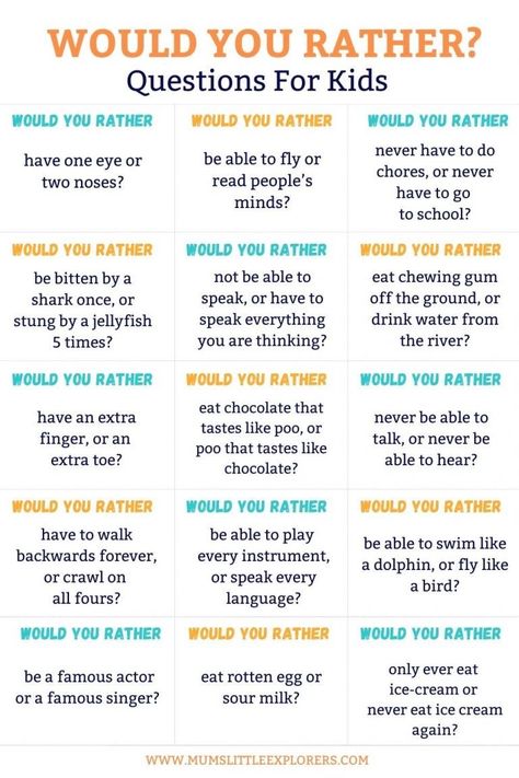 Fun Questions For Kids, Questions To Ask Someone, Funny Questions To Ask, Funny Would You Rather, Conversation Starters For Kids, What Would You Rather, Ag Teacher, Questions For Kids, Kids Questions