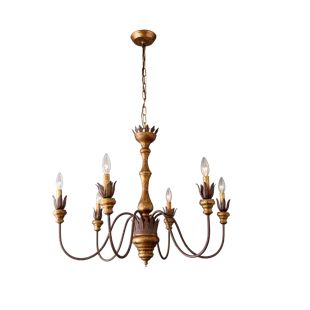 Ophelia & Co. 8 - Light Unique / Statement Empire Chandelier | Wayfair European Farmhouse Style, Federal House, Chandelier Rustic, Wooden Pendant Lamp, Chandelier For Dining Room, Living Room Light Fixtures, House Of Dreams, Dining Room Spaces, New Farmhouse