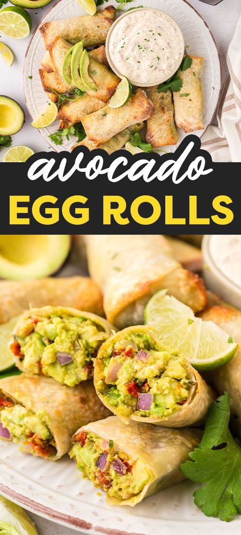 Chipotle Dipping Sauce, Air Fryer Avocado, Southwest Egg Rolls, Avocado Egg Rolls, Egg Roll Filling, Ranch Dipping Sauce, Spicy Dipping Sauce, Vegetarian Sides, Egg Roll Recipes