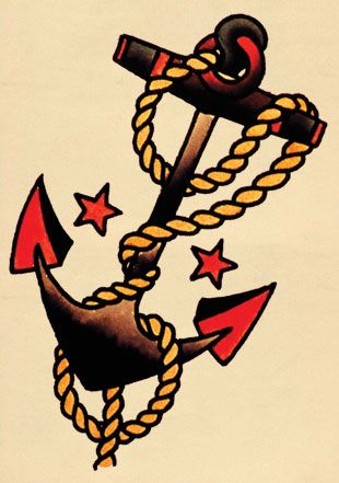 American Traditional Anchor, Sailor Jerry Anchor, Traditional Anchor Tattoo, Traditional Tattoo Meanings, Sailing Tattoo, Sailor Jerry Flash, Sailor Jerry Tattoo Flash, Sailor Tattoos, Anchor Tattoo Design