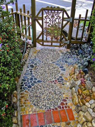 Mosaic Patio, Mosaic Walkway, Stone Garden Paths, Patio Floor, Entry Gate, Mosaic Floor, Yard Project, Have Inspiration, Garden Yard Ideas