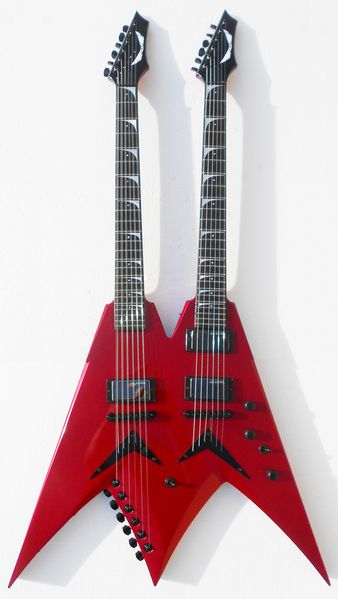 Dean USA Dave Mustaine VMNT Double Neck Guitar Candy Apple Red (Full Body) Double Guitar, Double Neck Guitar, Dean Guitars, Best Guitar Players, Electric Guitar And Amp, Electric Guitar Design, Dave Mustaine, Cool Electric Guitars, Guitar Shop