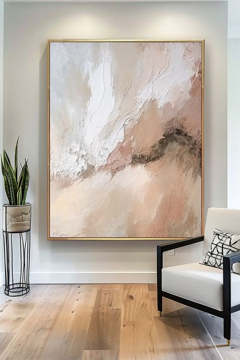 Abstract seascape painting with textured brushstrokes in soft neutral tones of white, beige and pale pink Abstract Seascape, Painting Inspo, Handmade Oil, Shades Of White, White Beige, Abstract Wall, Neutral Tones, Abstract Wall Art, Pale Pink