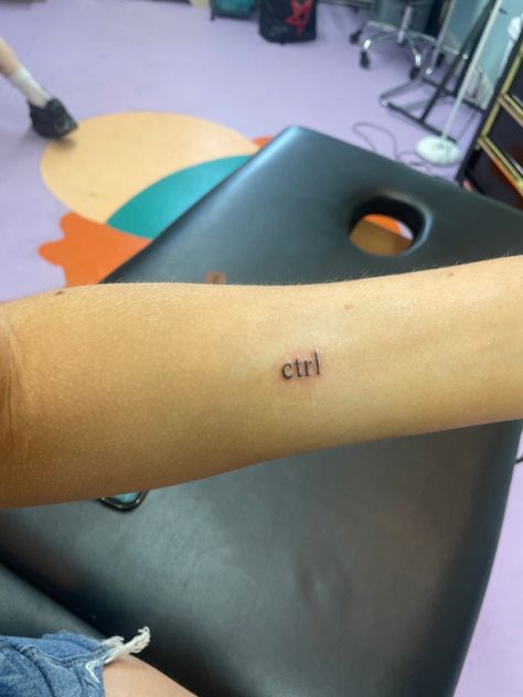 #ctrl #szatattoo #tattooinspo #tinytattoos #armtattoo #smalltattoo #inspo #tattoo Self Ctrl Tattoo, Ctrl Tattoo Ideas, Small Tattoo Sza, Ctrl Key Tattoo, Sza Ctrl Inspired Tattoos, Sza Ctrl Tattoos, Sza Tattoos Idea, Ctrl Sza Tattoo, Fine Lines Tattoo