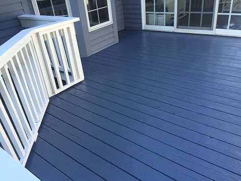 Blue gray deck Color Deck Ideas Paint, Painted Decks Colors Ideas Colour, Blue Deck Ideas, Blue Deck Paint, Deck Colors For Blue House, Painted Deck Ideas, Deck Paint Ideas, Grey Deck Stain, Grey Deck Paint