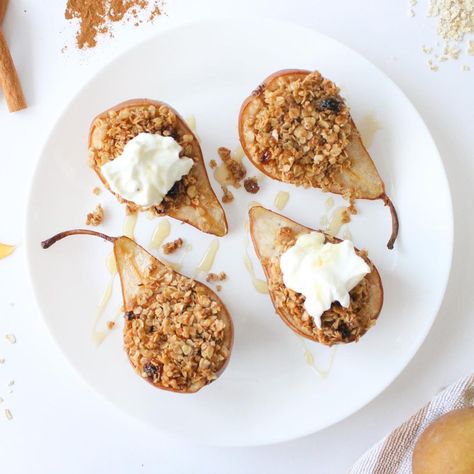 Any winter day calls for warm baked pears topped with a spoonful of our Oikos Greek yogurt! Our go-to warm snack to have over the cold months. 😍 #oikoscanada #greekyogurt #snack #healthy #healthysnack #bakedpears 📷: @christinetherd Oikos Greek Yogurt, Baked Pears, Snack Healthy, Creamy Texture, Winter Day, Nothing More, Greek Yogurt, Yummy Recipes, Cooking And Baking