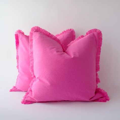 Amazon.com: Boho Pillow Covers Hot Pink Pillow Covers 18x18 Soft Square Cushion Cases Decorative Pink Throw Pillows Set of 2 for Sofa Bedroom Car 18 x 18 Inch Hot Pink : Home & Kitchen Preppy White Bed Sheets, Desert Throw Pillows, Coastal Boho Pillows, Pink Decorative Pillows On Bed, Pink And Orange Pillows On Bed, Cute Things For Bedroom Decor, Pink Pillows For Bed, Dorm Room Throw Pillows, Cute Preppy Pillows