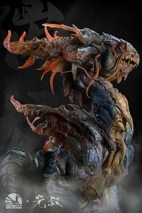 ArtStation - Chi-Dragon （resin statue）, Zhelong Xu Dragon Eastern, Big Dragon, Studio Artist, Dragon Sculpture, Dragon Statue, Resin Statue, Dragon Drawing, Mystical Creatures, Mini Paintings