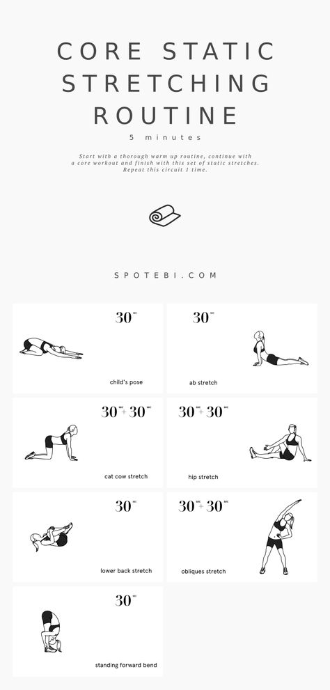 Finish your core workout with this static stretching routine. Abs, obliques, and lower back stretches to increase your flexibility and release all tension. Start the timer, play the music, and relax! https://www.spotebi.com/workout-routines/core-static-stretching-exercises/ Arms And Back Stretch, Static Arm Stretches, Pre Workout Arm Stretches, Post Arm Workout Stretches, Back Day Stretches, Stretching For Upper Body Workout, Post Workout Arm Stretches, Chest Day Stretches, Pull Day Stretches