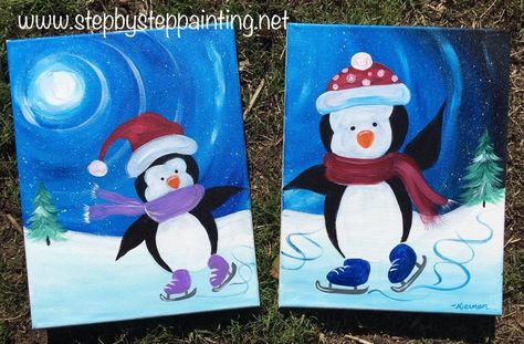 Have a “Mommy & Me” or “Daddy & Me” or “Auntie & Me”, etc. paint night at home! You can even make this to a “Couple’s Theme” painting by modifying the penguins a bit and tracing two large penguins. You will learn how to paint this connectable acrylic canvas painting of two adorable penguins ice … Continue reading "How To Paint Mommy & Me Penguin Painting" Couples Paintings, Tracie Kiernan, At Home Painting, Paint A Canvas, Penguin Painting, Painting Hobby, Paint Board, Theme Painting, Palm Trees Painting