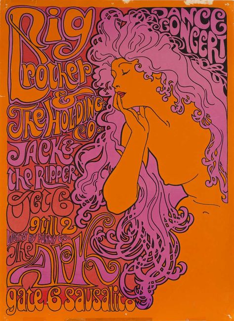 Hippie Posters, Vintage Concert Posters, Psychadelic Art, Art Nouveau Poster, The Ark, Retro Wall Decor, Concert Poster, Rock Posters, Janis Joplin