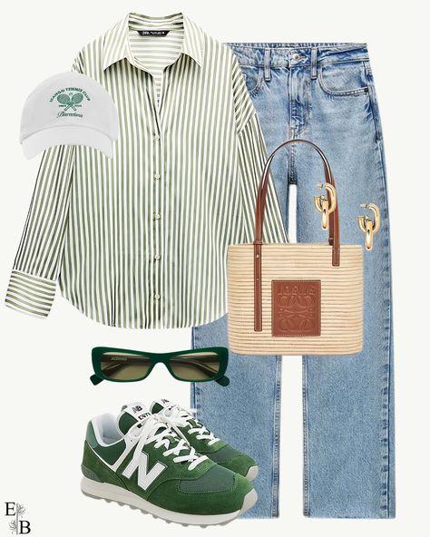 Green Poplin Shirt Outfit, Green And White Striped Shirt Outfit, Green Striped Shirt Outfit, Poplin Shirt Outfit, White Striped Shirt Outfit, Striped Shirt Outfit, Capsule Wardrobe Women, 2024 Outfits, Zara Shirt