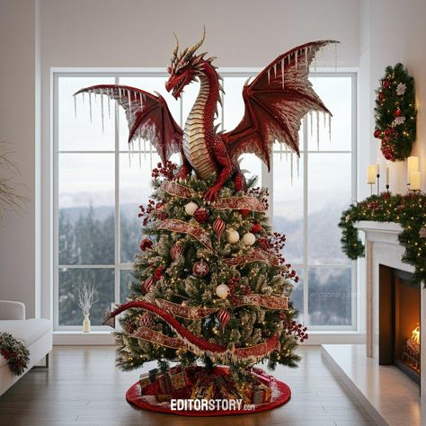 Dragon Christmas Trees | Enchanting Designs for a Legendary Celebration Fantasy Christmas, Dragon Christmas, Fantasy Mystery, Ice Dragon, Unique Centerpieces, Traditional Christmas Tree, Celebrating Christmas, Twinkling Lights, Creative Display