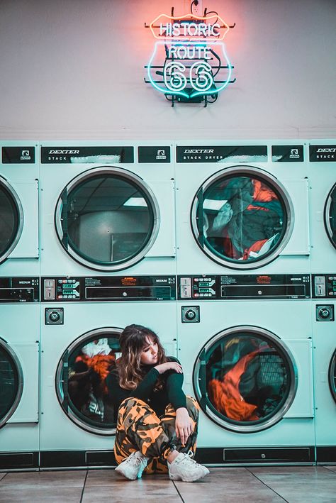 Laundry mat photoshoot Laundry Mat Photoshoot, Laundry Mat, Washing Machines, Indoor Garden Ideas, Indoor Garden, Garden Ideas, Neon, Internet