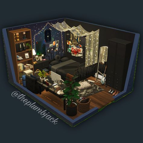 Sims 4 Game Room Ideas, Sims 4 Attic Bedroom, Sims Teenage Bedroom, Sims 4 Emo Bedroom, Sims 4 Grunge Bedroom, Sims 4 Teen Bedroom Ideas, Sims 4 Teen Boy Room, Sims Teen Room, Sims Office Ideas