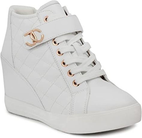 High Top Womens Sneakers, Juicy Couture Sneakers, Womens Wedge Sneakers, High Top Wedge Sneakers, Athleisure Sneakers, Top Sneakers Women, Platform Wedge Heels, Lace Up Wedges, Wedge Sneakers